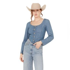 Levi's Daryn Corset Long Sleeve Denim Shirt Medium Wash Large Western NWT